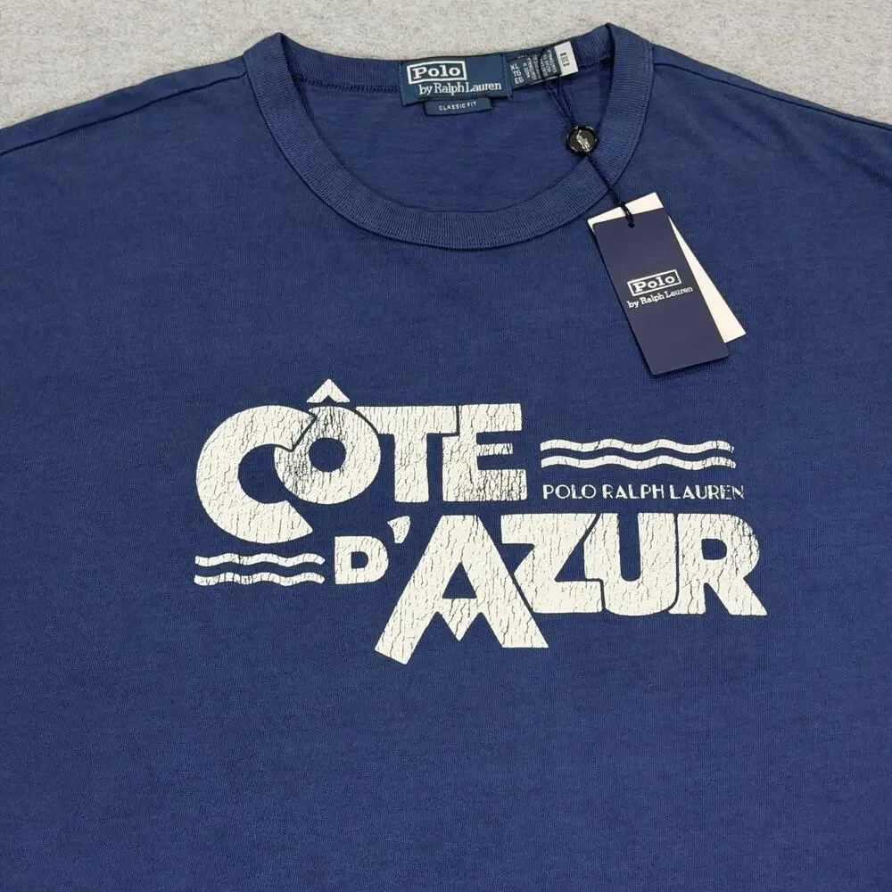 Polo Ralph Lauren Côte D'Azur Classic Fit T Shirt Men's XL Navy Blue Cotton NWT